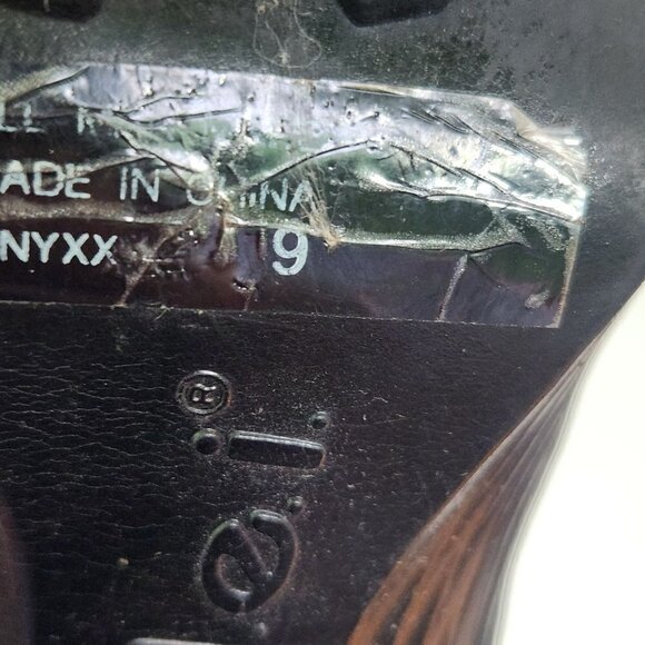 Vintage Y2K Black Vegan Leather Chunky Platform Heels Size 9 - Picture 5 of 6